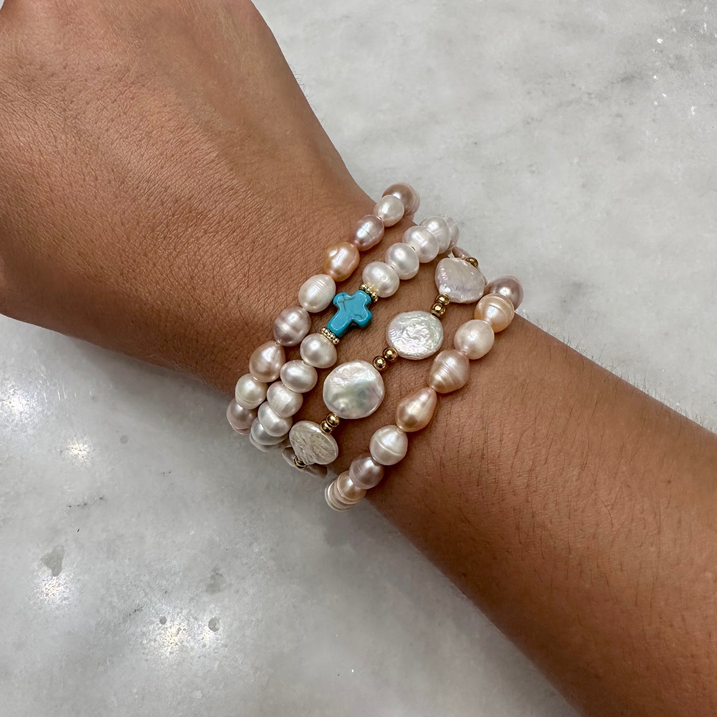 Cross Pearl Bracelet
