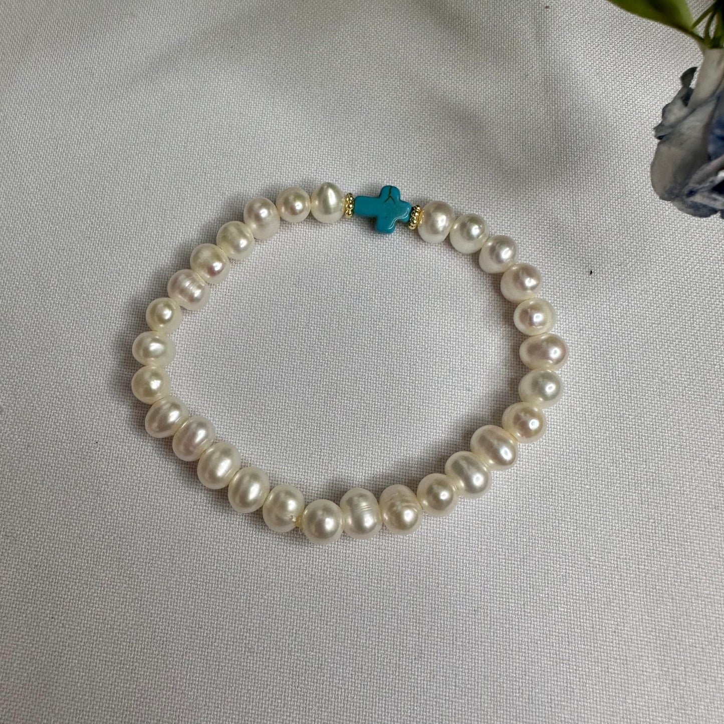 Cross Pearl Bracelet