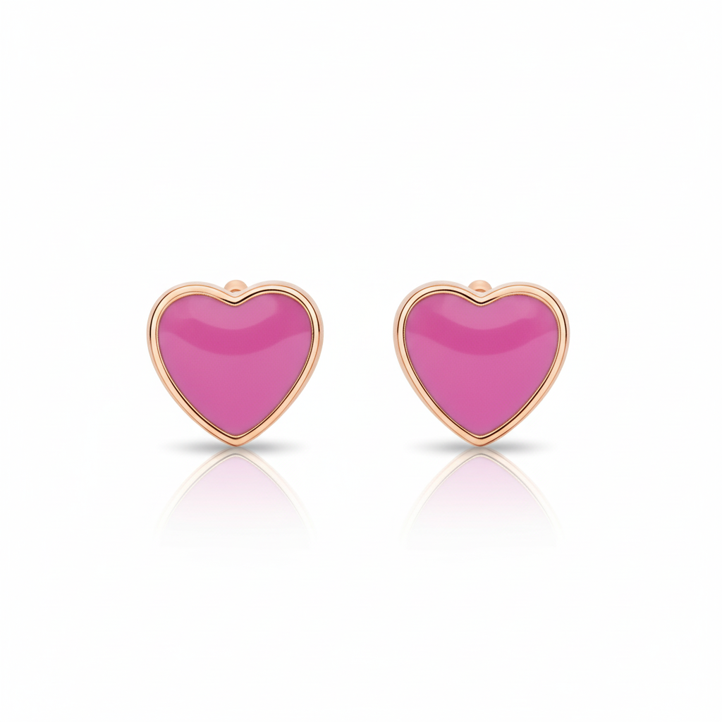 Pink heart mini stud